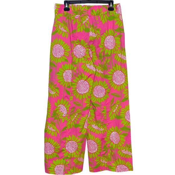 Lilly Pulitzer Pink & Kelly Green Wide Leg Pants Size 10 - Picture 2 of 5